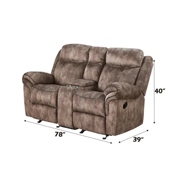 Modern Two-Toned Gray Velvet 3pcs Recliner Set-Two Tone Gray or Chocolate Brown