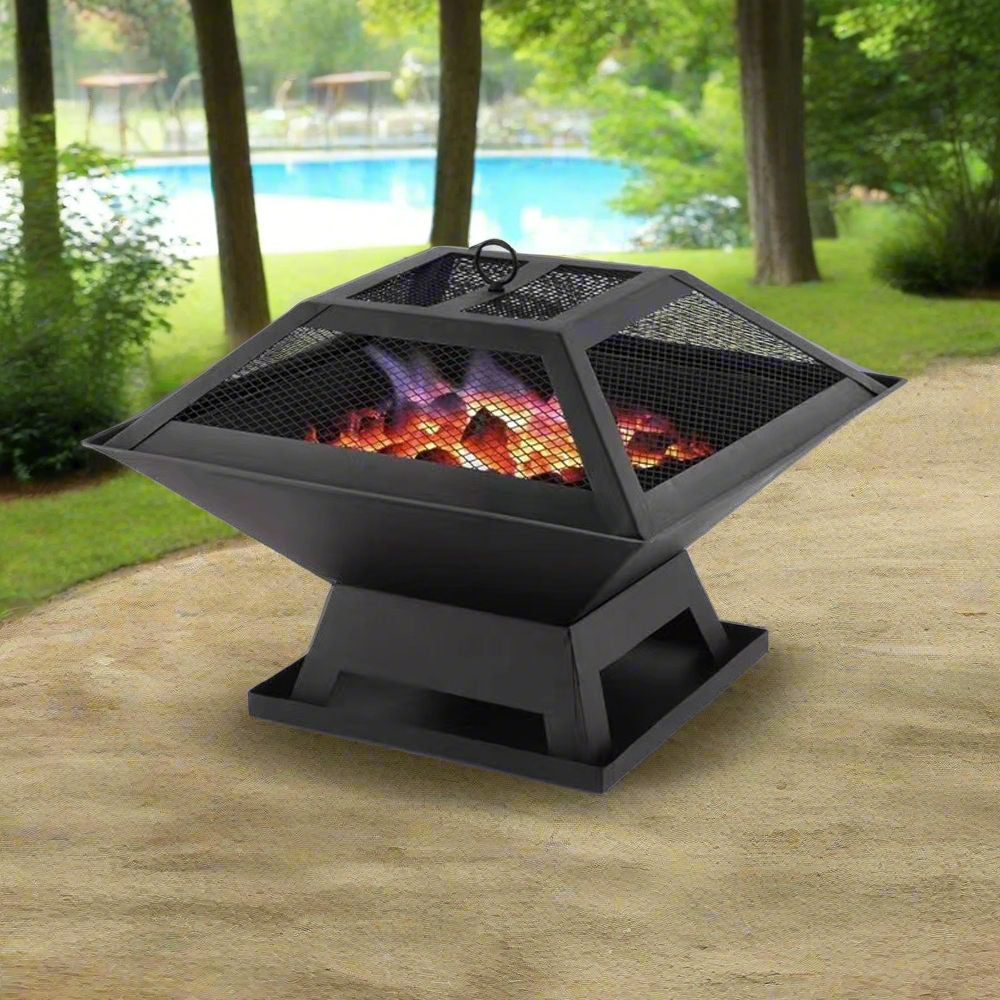 Portable Small Square Fire Pit-Black