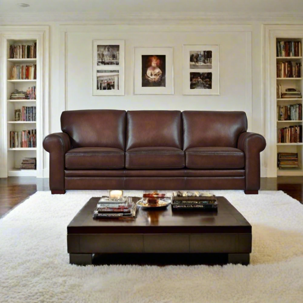 Brookfield Top Grain Leather Sofa Couch 1pc-Caramel