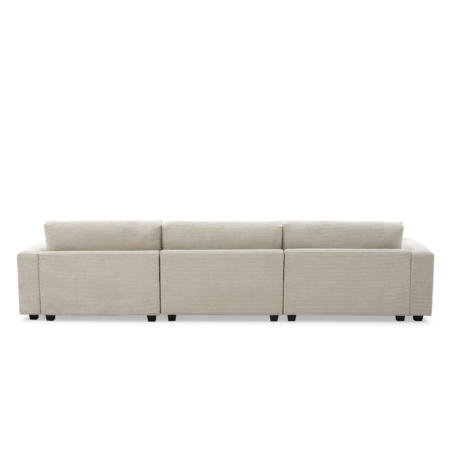 Oversized Corduroy Sectional Sofa, L Shaped Cloud Couch w/USB Charging Port, Cup Holder, Deep Seat Sofa Bed w/50" Chaise-Beige, Gray or Khaki