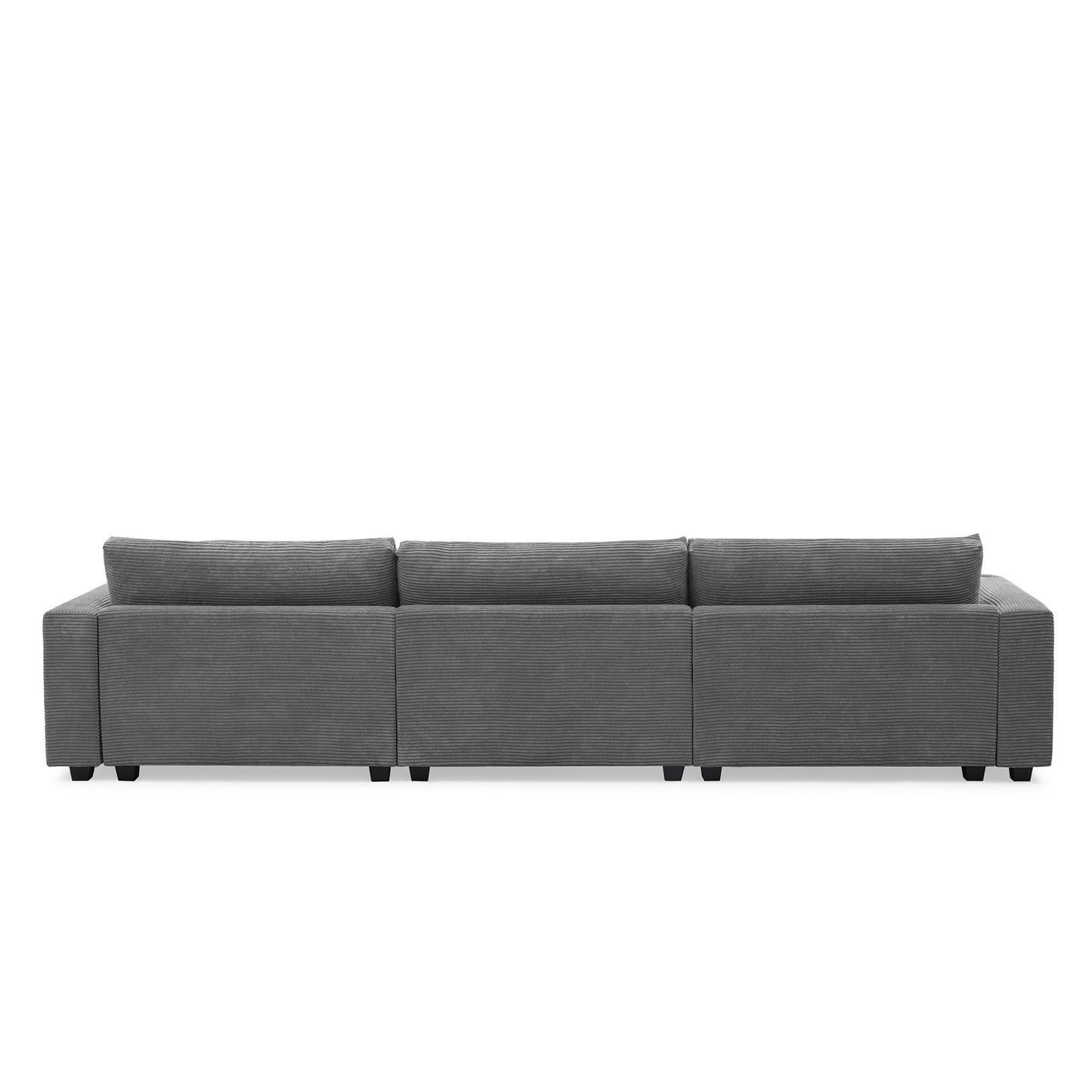 Oversized Corduroy Sectional Sofa, L Shaped Cloud Couch w/USB Charging Port, Cup Holder, Deep Seat Sofa Bed w/50" Chaise-Beige, Gray or Khaki