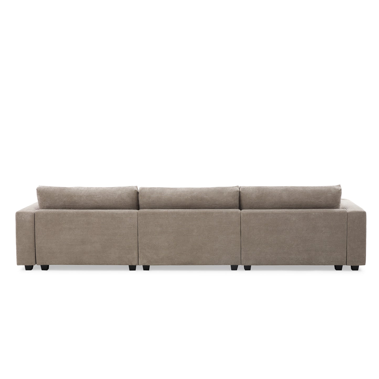 Oversized Corduroy Sectional Sofa, L Shaped Cloud Couch w/USB Charging Port, Cup Holder, Deep Seat Sofa Bed w/50" Chaise-Beige, Gray or Khaki