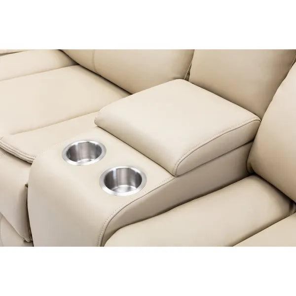 Modern L Shape Breath Leather Manual Reclining Sectional Sofa Set-Brown or Cream