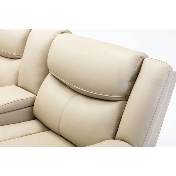 Modern L Shape Breath Leather Manual Reclining Sectional Sofa Set-Brown or Cream