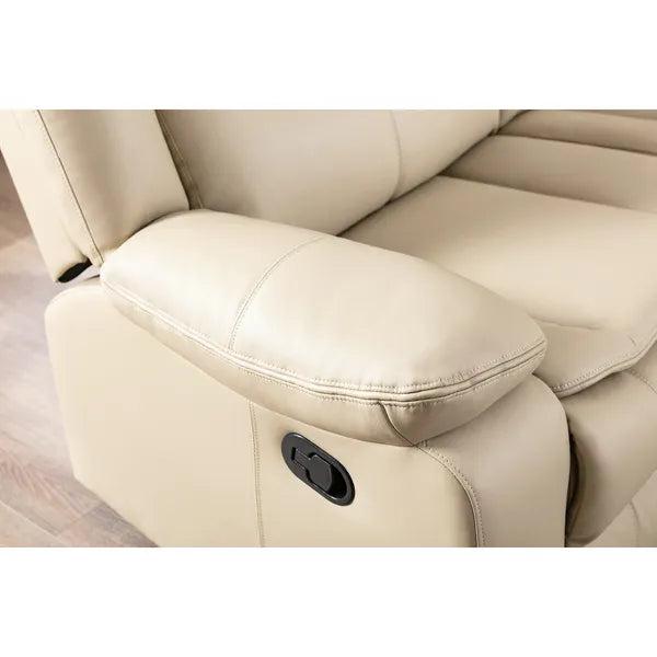 Modern L Shape Breath Leather Manual Reclining Sectional Sofa Set-Brown or Cream