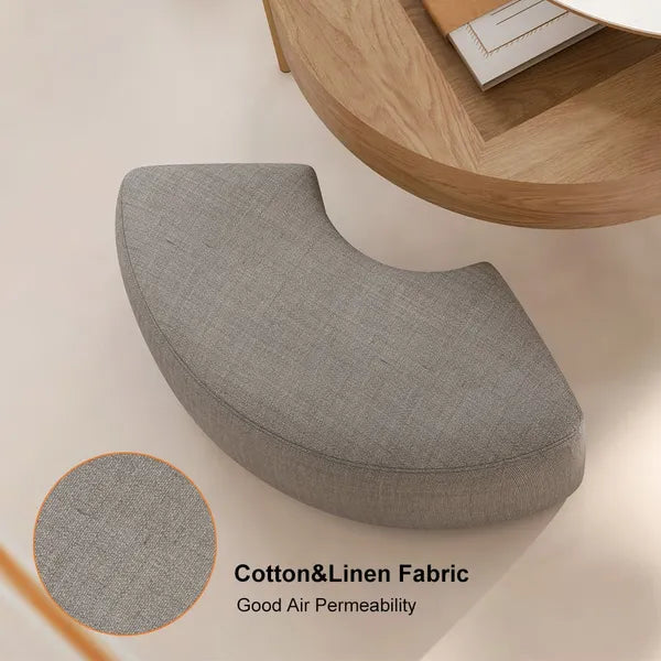 Modern Lift-Top Round Coffee Table w/Hidden Storage, Walnut Veneer & Sintered Stone Top, 3 Upholstered Nesting Ottomans, Space-Saving Design-Brown/Gray or Natural/Gray