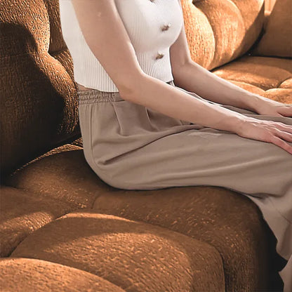 Modern 110" Elegant Textured Chenille Fabric 3-Seater Sofa Set w/2Ottomans, Throw Pillows, Sturdy Solid Wood Frame Couch-Blue, Green, White or Burnt Orange