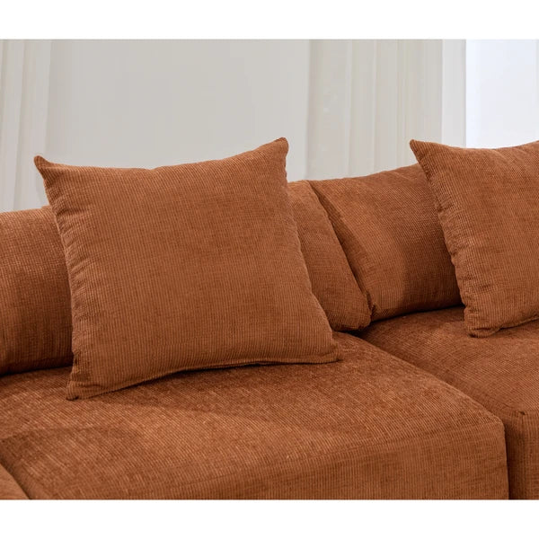 5 Piece Chenille Modular Sectional Sofa, Convertible Sleeper Couch, Full-Compressed Free-Combined Couch, 5 Seater & Ottoman-Gray or Orange