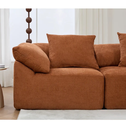 5 Piece Chenille Modular Sectional Sofa, Convertible Sleeper Couch, Full-Compressed Free-Combined Couch, 5 Seater & Ottoman-Gray or Orange