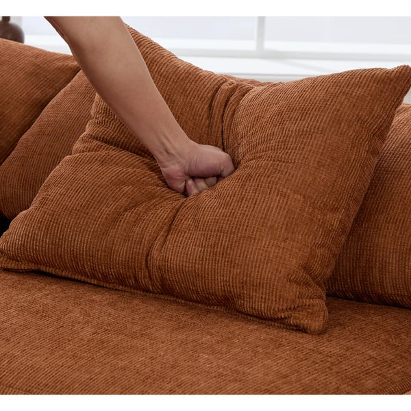 5 Piece Chenille Modular Sectional Sofa, Convertible Sleeper Couch, Full-Compressed Free-Combined Couch, 5 Seater & Ottoman-Gray or Orange