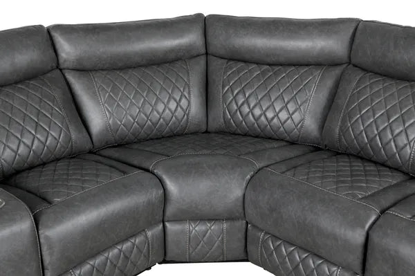 Home Theater Seating, Manual Recliner w/Cup Holder, Hide-Away Storage PU Reclining Sofa-Black or Gray