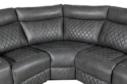 Home Theater Seating, Manual Recliner w/Cup Holder, Hide-Away Storage PU Reclining Sofa-Black or Gray