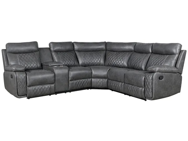 Home Theater Seating, Manual Recliner w/Cup Holder, Hide-Away Storage PU Reclining Sofa-Black or Gray