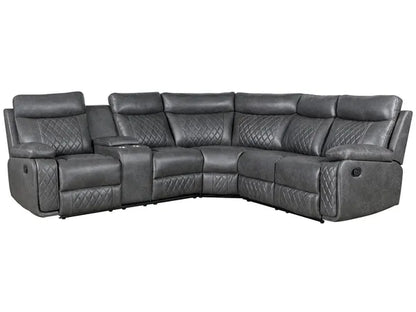 Home Theater Seating, Manual Recliner w/Cup Holder, Hide-Away Storage PU Reclining Sofa-Black or Gray