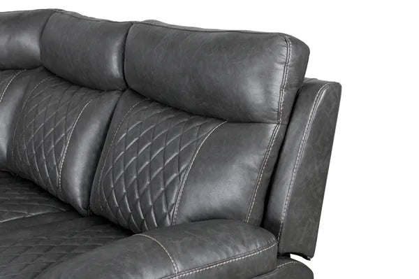 Home Theater Seating, Manual Recliner w/Cup Holder, Hide-Away Storage PU Reclining Sofa-Black or Gray