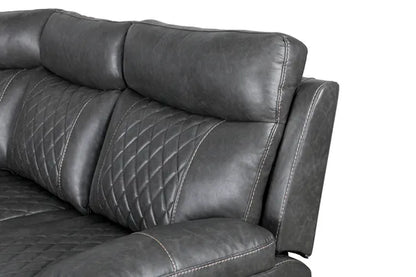 Home Theater Seating, Manual Recliner w/Cup Holder, Hide-Away Storage PU Reclining Sofa-Black or Gray