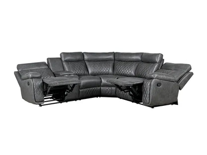 Home Theater Seating, Manual Recliner w/Cup Holder, Hide-Away Storage PU Reclining Sofa-Black or Gray