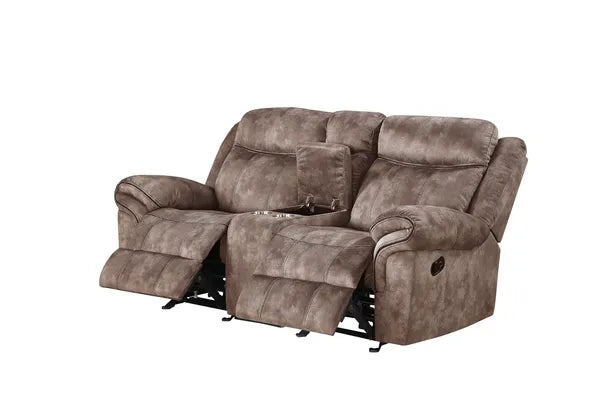 Modern Two-Toned Gray Velvet 3pcs Recliner Set-Two Tone Gray or Chocolate Brown