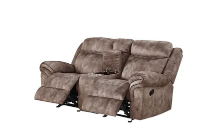 Modern Two-Toned Gray Velvet 3pcs Recliner Set-Two Tone Gray or Chocolate Brown