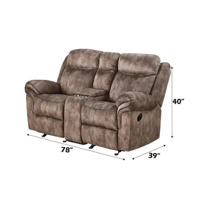 Modern Two-Toned Gray Velvet 3pcs Recliner Set-Two Tone Gray or Chocolate Brown