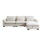 L-Shaped Corduroy Sectional Sofa Couch w/Storage Footstool and 3 Pillow-Black or Beige