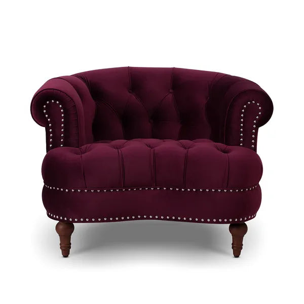 La Rosa Victorian Chesterfield Velvet Tufted Sofa, Loveseat or Accent Chair-Burgundy or Navy Blue