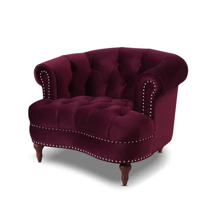 La Rosa Victorian Chesterfield Velvet Tufted Sofa, Loveseat or Accent Chair-Burgundy or Navy Blue