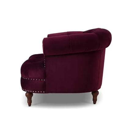 La Rosa Victorian Chesterfield Velvet Tufted Sofa, Loveseat or Accent Chair-Burgundy or Navy Blue