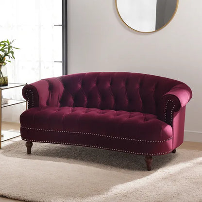La Rosa Victorian Chesterfield Velvet Tufted Sofa, Loveseat or Accent Chair-Burgundy or Navy Blue