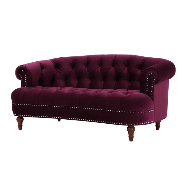 La Rosa Victorian Chesterfield Velvet Tufted Sofa, Loveseat or Accent Chair-Burgundy or Navy Blue
