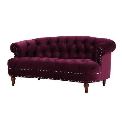 La Rosa Victorian Chesterfield Velvet Tufted Sofa, Loveseat or Accent Chair-Burgundy or Navy Blue