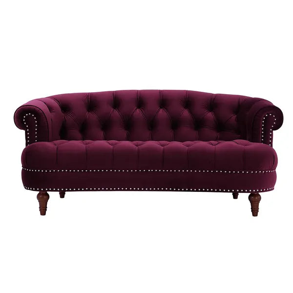 La Rosa Victorian Chesterfield Velvet Tufted Sofa, Loveseat or Accent Chair-Burgundy or Navy Blue