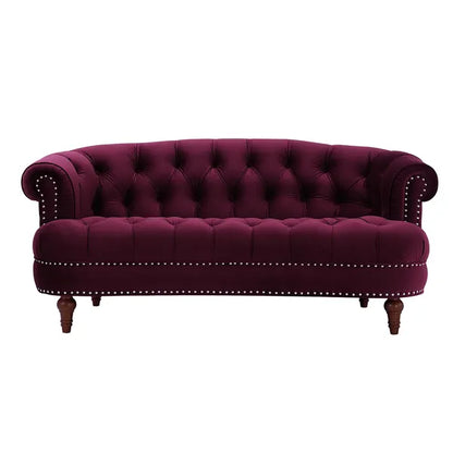La Rosa Victorian Chesterfield Velvet Tufted Sofa, Loveseat or Accent Chair-Burgundy or Navy Blue
