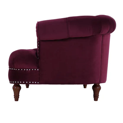 La Rosa Victorian Chesterfield Velvet Tufted Sofa, Loveseat or Accent Chair-Burgundy or Navy Blue