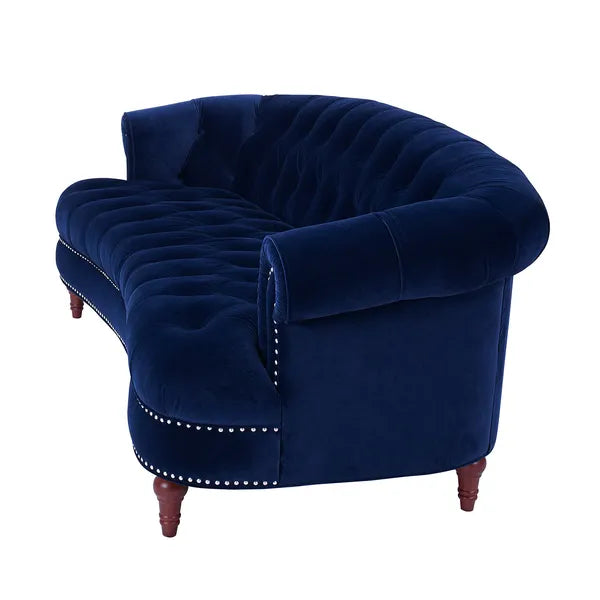 La Rosa Victorian Chesterfield Velvet Tufted Sofa, Loveseat or Accent Chair-Burgundy or Navy Blue