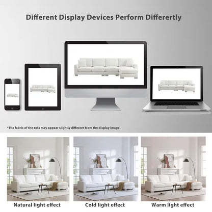 Modern 119" Oversized 5-seater L-shaped Luxury Couch Set Sectional Sofa, w/2 Free pillows, w/Chaise-Light Gray or White
