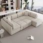 Oversized 117" Sectional Sofa, U- shaped Sofa Couch Pull-out Sofa Bed w/Two Throw Pillows-Gray or Beige
