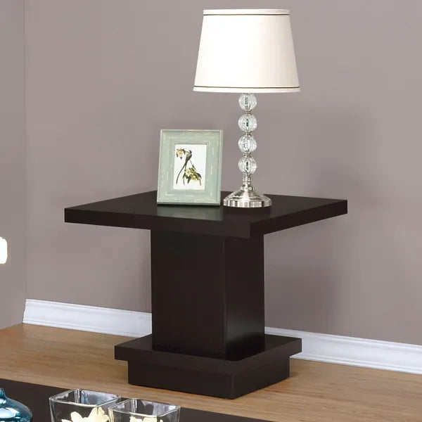 Square Coffee Table, Square Pedestal End Table, or Pedestal Console Table-Cappuccino Each Sold Separately