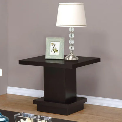 Square Coffee Table, Square Pedestal End Table, or Pedestal Console Table-Cappuccino Each Sold Separately