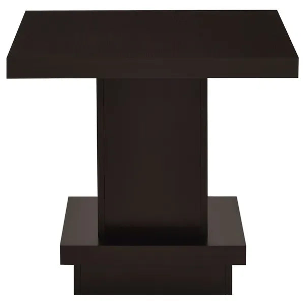 Square Coffee Table, Square Pedestal End Table, or Pedestal Console Table-Cappuccino Each Sold Separately