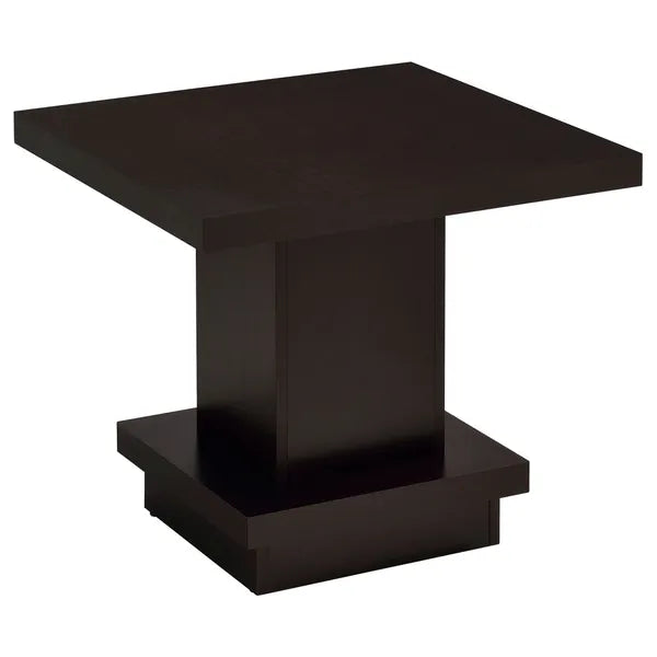 Square Coffee Table, Square Pedestal End Table, or Pedestal Console Table-Cappuccino Each Sold Separately