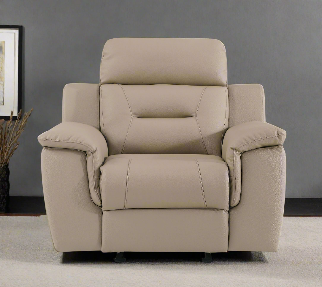 Modern Leather Air Upholstered Reclining Chair-Brown, Gray or Beige
