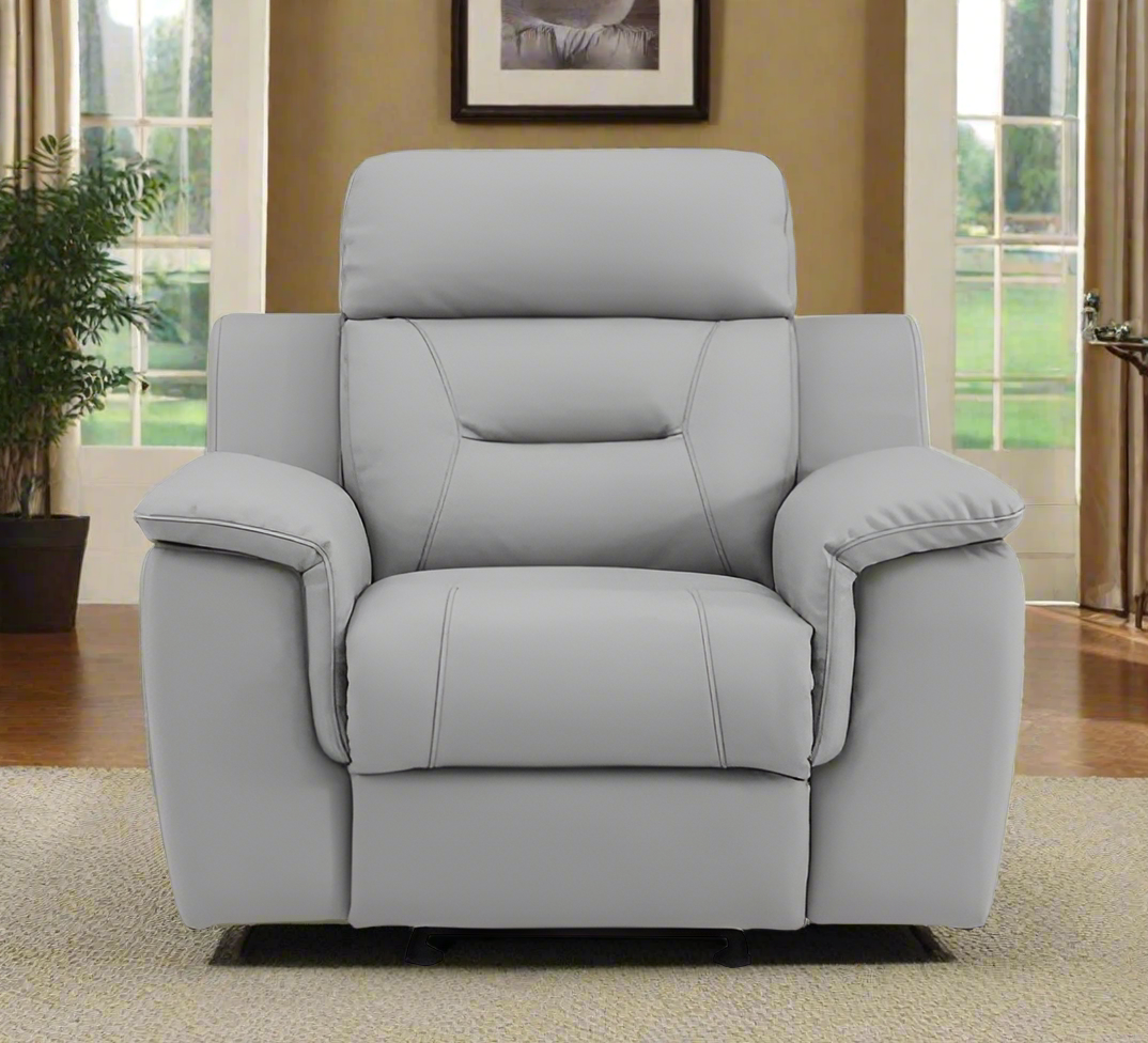 Modern Leather Air Upholstered Reclining Chair-Brown, Gray or Beige