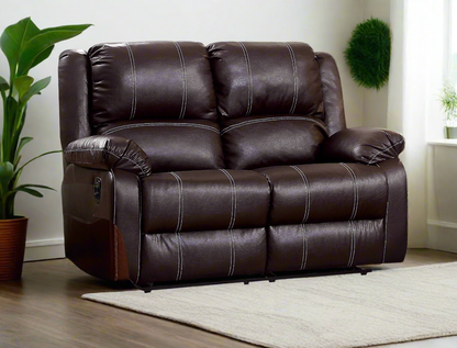 Zuriel 3Pcs Recliner Living Room Set Synthetic Leather-Brown