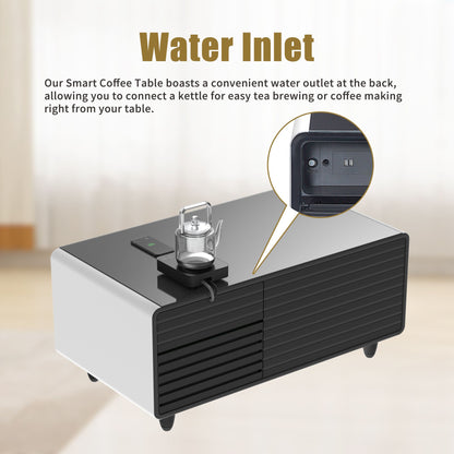 Modern Smart Mini Coffee Table with Built in Fridge-Black or White