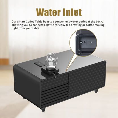 Modern Smart Mini Coffee Table with Built in Fridge-Black or White