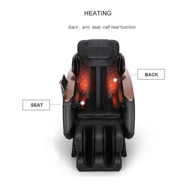 Full Body Zero Gravity Shiatsu Massage Chair SL-Track Recliner with Airbag Speaker LCD Touch Screen+Mini Remote Voice Control Back Heat-Black or Beige