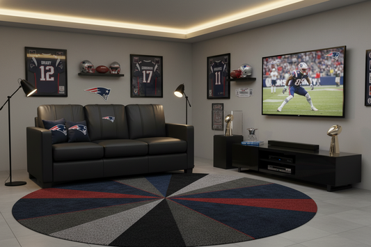 Stationary Sofa w/New England Patriots Primary Logo