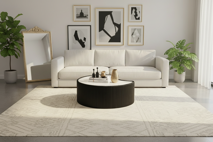 Top Stylish Irregular Shape Light Sintered Stone Coffee Table-Black