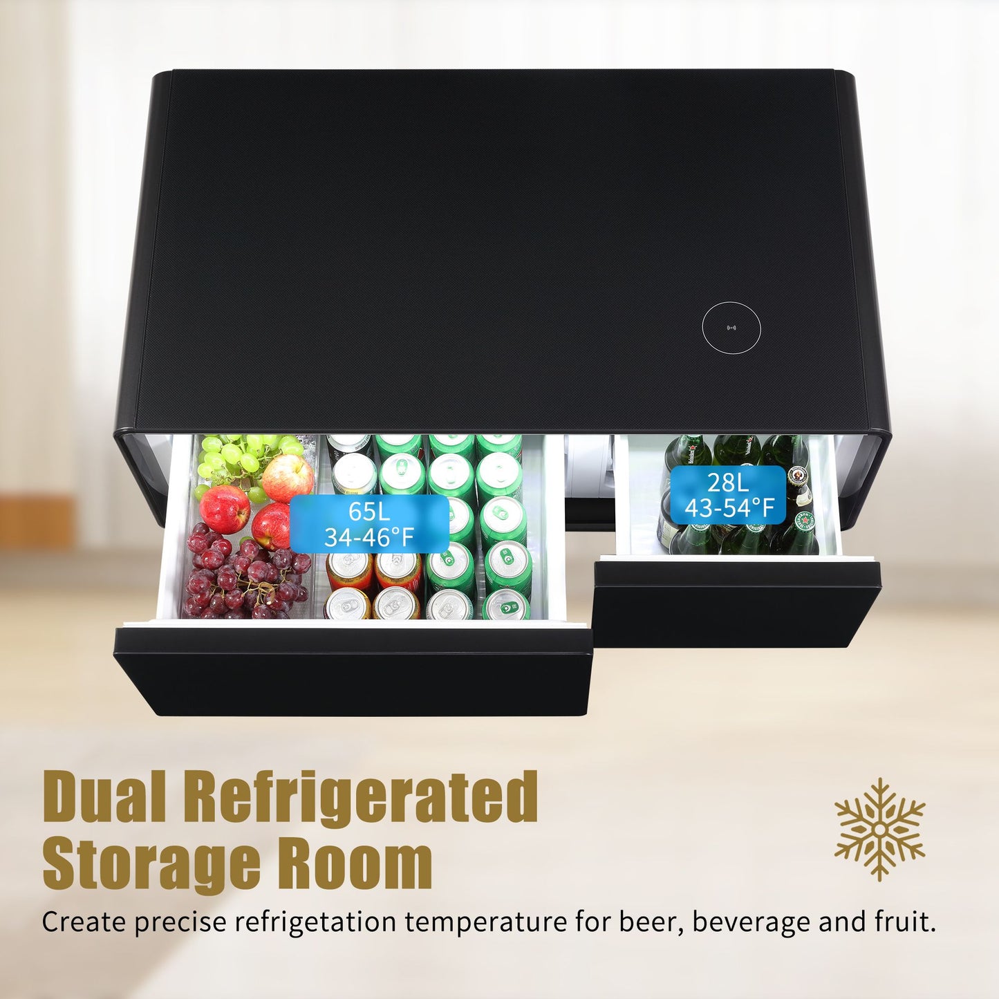 Modern Smart Mini Coffee Table with Built in Fridge-Black or White